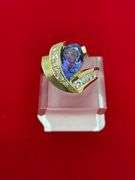 CERTIFIED BRAND NEW 14K GOLD DIAMOND AND TANZANITE RING