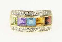 14K Yellow Gold Princess Brazilian Mix Diamond Square Band Ring