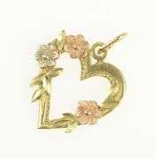 14K Yellow Gold Two Tone Rose Flower Black Hills Gold Charm/Pendant