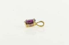 14K Yellow Gold Oval Purple Tourmaline Solitaire Simple Pendant