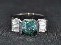 2.5 Ct Paraiba Green Fire Moissanite Ring