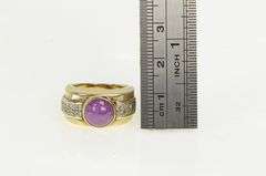 14K Yellow Gold 1960's Syn. Star Ruby Diamond Statement Ring