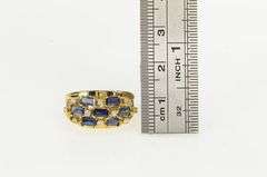 14K Yellow Gold Baguette Sapphire Diamond Lattice Band Ring