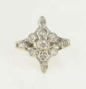 14K White Gold 0.50 Ctw Diamond North Star Cluster Statement Ring