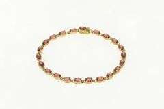 10K Yellow Gold Oval Garnet Vintage Statement Bracelet