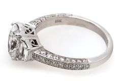 2.42ctw Oval Trapezoid and Round Diamond Three Stone Straight Engagement Ring in 18K