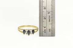 10K Yellow Gold 3 Stone Sapphire Diamond Cathedral Ring