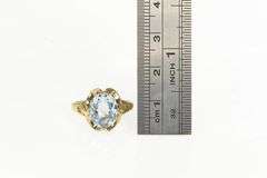 10K Yellow Gold Vintage Victorian Style Blue Topaz Ring