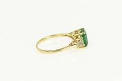14K Yellow Gold Syn. Emerald CZ Accent Vintage Statement Ring