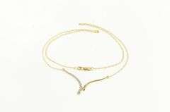14K Yellow Gold 0.25 Ctw Diamond Graduated Wave Chevron Necklace
