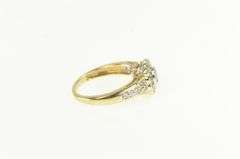 14K Yellow Gold 0.50 Ctw Diamond Flower Halo Engagement Ring