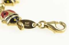 14K Yellow Gold Puffy Enamel Lady Bug Good Luck Bracelet