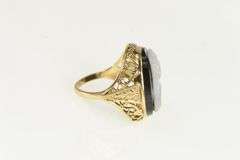 10K Yellow Gold Black White Onyx Stone Cameo Vintage Ring