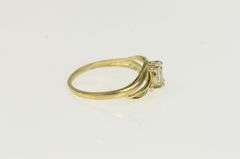 10K Yellow Gold Retro Sky Blue Topaz Diamond Bypass Fashion Ring