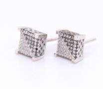 Stunning White Gold Black and Diamond Cube Earrings