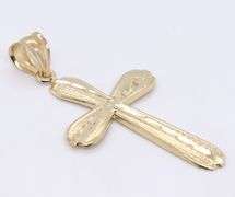 Elegant Yellow Gold Textured Cross Pendant