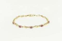 10K Yellow Gold Natural Ruby Diamond Wavy Link Bracelet