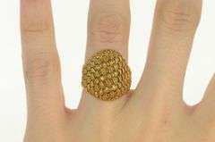 18K Yellow Gold Ornate Woven Domed Braid Vintage Statement Ring