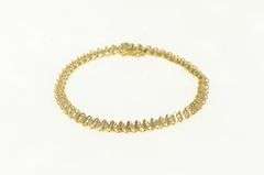 14K Yellow Gold 0.80 Ctw Diamond Wavy Link Tennis Bracelet