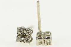 10K White Gold 0.16 Ctw Diamond Square Cluster Stud Earrings