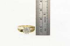10K Yellow Gold Vintage Diamond Cluster Concave Ring