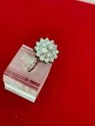 CERTIFIED 14K WHITE GOLD AND DIAMOND CLUSTER RING