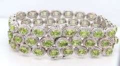 925 Sterling Silver Peridot 3 Row Bracelet