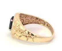 10K Yellow Gold Vintage Black Onyx Diamond Nugget Ring