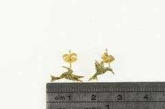 14K Yellow Gold Diamond Cut Hummingbird Stud Earrings