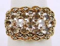 Sterling Pink Quartz & Topaz Wide Ring, Size 7