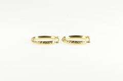 14K Yellow Gold 17.9mm Oval Textured Hollow Hoop Earrings