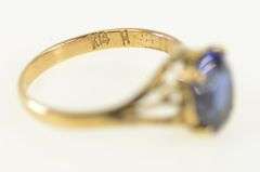 14K Yellow Gold Oval Syn. Sapphire Scroll Filigree Statement Ring