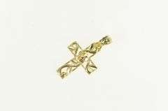 10K Yellow Gold Cross Floral Scroll Vine Design Faith Symbol Pendant