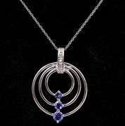 Beautiful Purple Iolite and Diamond Pendant Necklace in White Gold