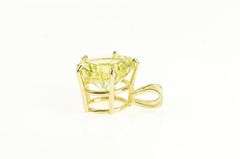 14K Yellow Gold Lemon Lime Quartz Scalloped Cut Vintage Pendant