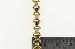 10K Yellow Gold Natural Sapphire Diamond Curved Link Bracelet
