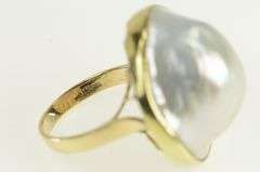 14K Yellow Gold Massive 26mm Mabe Pearl Statement Cocktail Ring