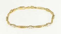 10K Yellow Gold Oval Opal Diamond Accent Vintage Tennis Bracelet