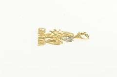14K Yellow Gold #1 Number One Grandma Heart Word Family Charm/Pendant