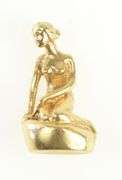 14K Yellow Gold Little Mermaid Copenhagen Denmark Statue Charm/Pendant