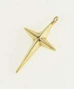 14K Yellow Gold Retro Ridged Vintage Cross Christian Faith Pendant