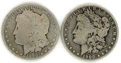 Two Different Morgan Silver Dollars: 1890-O & 1900-O