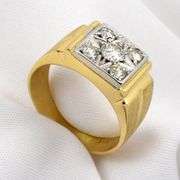 Sparkling Man's 14k YG Diamond Ring