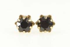 14K Yellow Gold Vintage Sim. Garnet Buttercup Stud Earrings