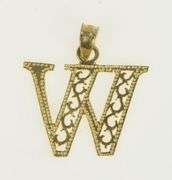 10K Yellow Gold W Filigree Letter Monogram Name Initial Pendant