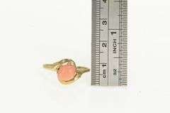 10K Yellow Gold Coral Cabochon Vintage Bypass Statement Ring