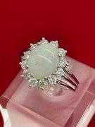 CERTIFIED BRAND NEW 14K WHITE GOLD DIAMOND AND OPAL RING