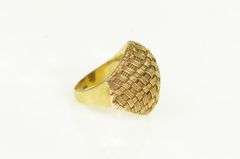 18K Yellow Gold Ornate Woven Domed Braid Vintage Statement Ring