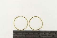 14K Yellow Gold 26.6mm Vintage Simple Seamless Look Hoop Earrings