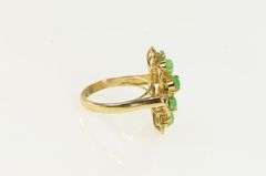 14K Yellow Gold Pear Jadeite Vintage Ornate Cluster Statement Ring